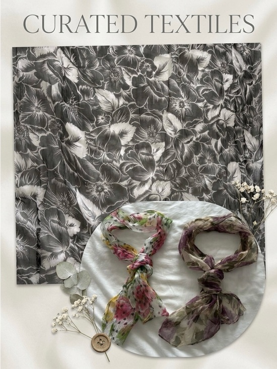 Source Unknown Accessories - Vintage Floral Sheer Scarf Lot - Set of 3 Romantic Gauze Scarves